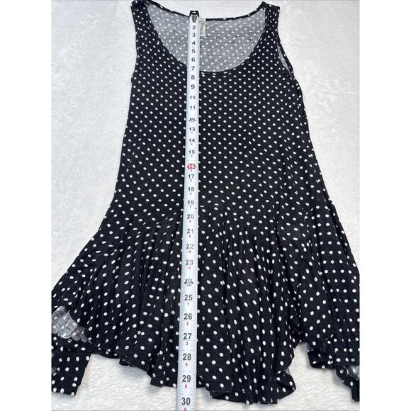 Zinna Black White Polka Dot Flounce Hem Tank Top Size Small - Picture 4 of 7